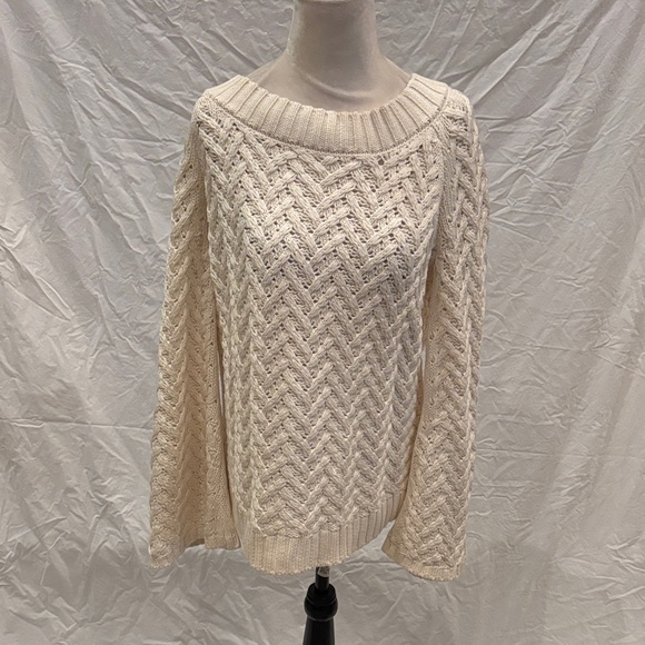 Boston Proper Cream Chevron Knit Sweater - Picture 1 of 7